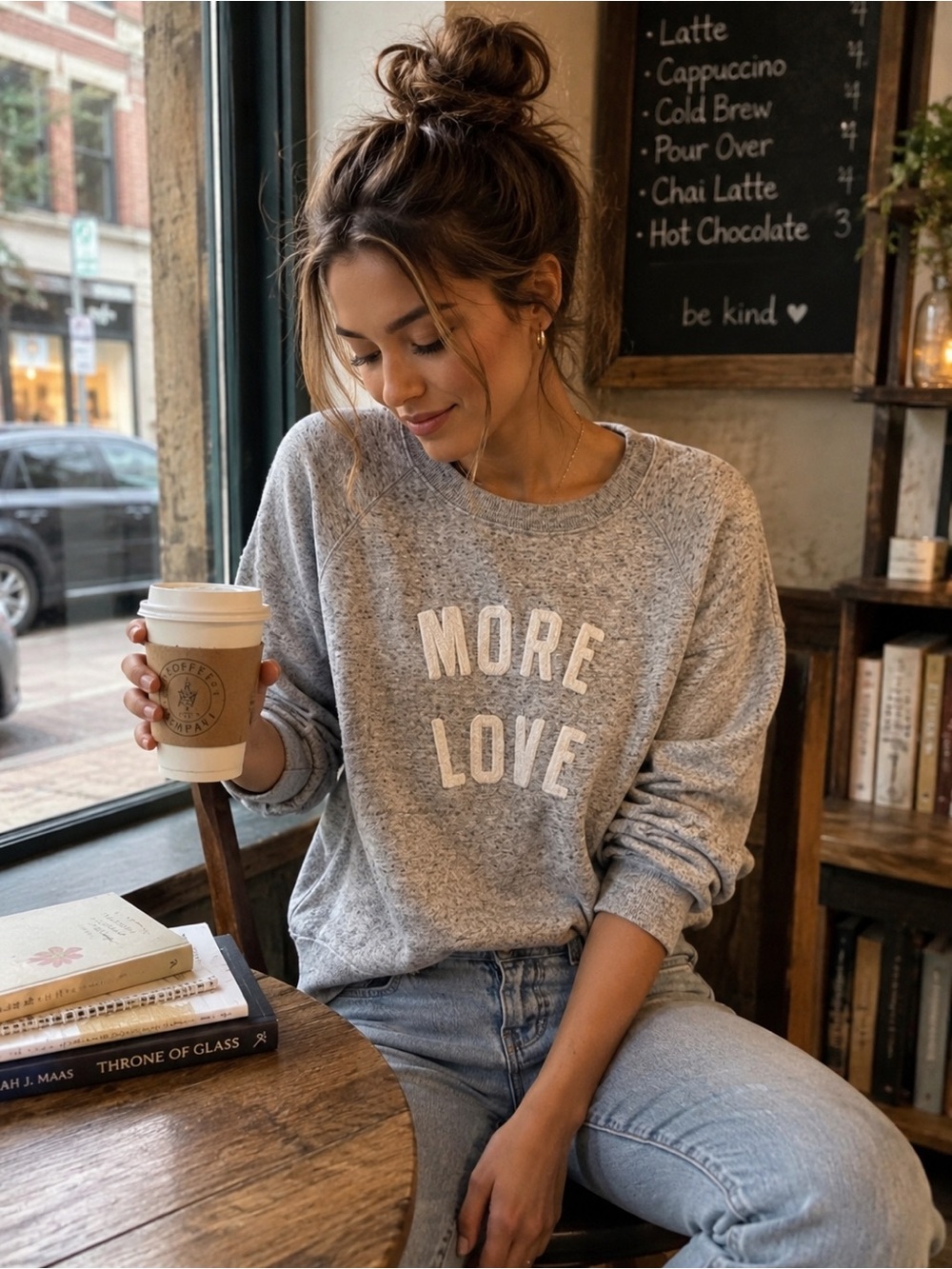 Old Navy More Love Gray Graphic Sweatshirt Cozy Core Large